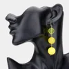 Fashnzfab Triple Bead Ball Link Dangle Earrings - Yellow In Gold