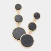 Fashnzfab Triple Black Howlite Link Dangle Earrings In Black
