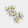Fashnzfab Triple Bloom Flower Earrings In Metallic