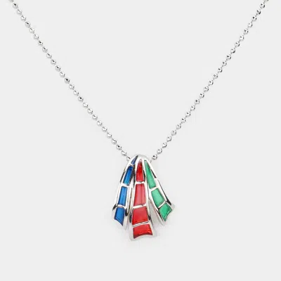 Fashnzfab Triple Color Pendant Necklace In Gold