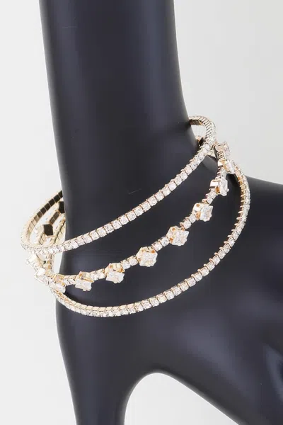 Fashnzfab Triple Cubic Zirconia Bracelet In Multi
