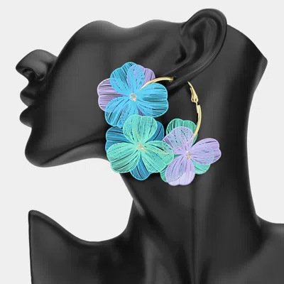 Fashnzfab Triple Cutout Flower Hoop Earrings In Multi