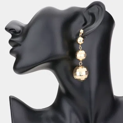 Fashnzfab Triple Disco Ball Drop Down Metal Earrings In Metallic