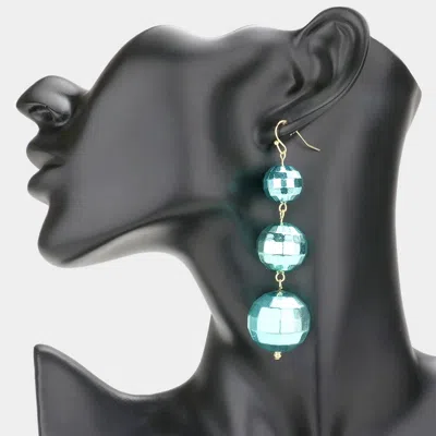 Fashnzfab Triple Disco Ball Link Dangle Earrings - Turquoise In Blue