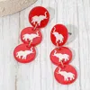 Fashnzfab Triple Elephant Disc Game Day Style Drop Earrings - Red In Red