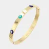 Fashnzfab Triple Evil Eye Stainless Steel Bangle Bracelet In Gold