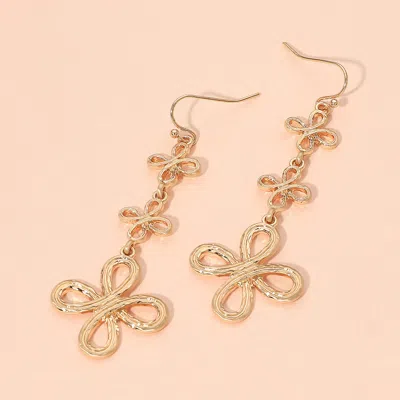 Fashnzfab Triple Floral Charm Link Drop Earrings In Gold