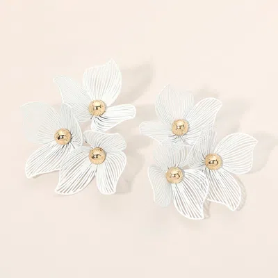 Fashnzfab Triple Floral Cluster Statement Earrings In Multi