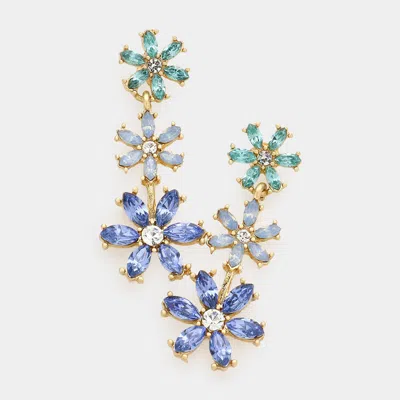 Fashnzfab Triple Flower Link Dangle Evening Earrings In Multi