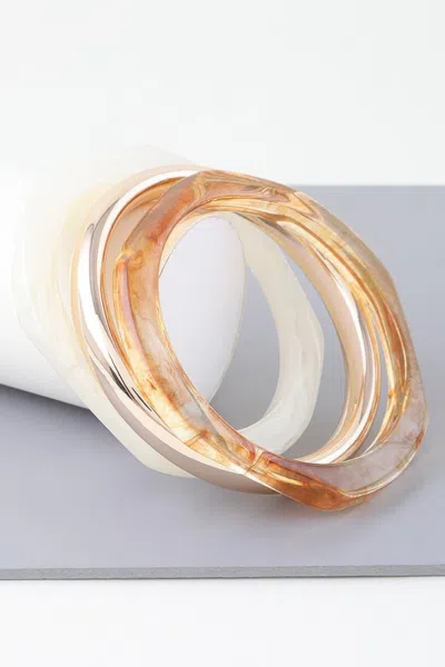 Fashnzfab Triple Geometric Marble Bracelet In Multi