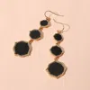 Fashnzfab Triple Geometric Plate Link Dropdown Dangle Earrings In Black