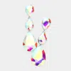 Fashnzfab Teardrop Glass Crystal Drop Evening Clip On Earrings In Multi