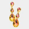 Fashnzfab Triple Glass Crystal Teardrop Evening Earrings - Yellow In Multi