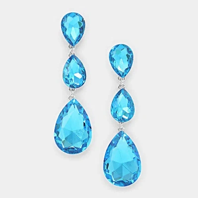 Fashnzfab Triple Glass Crystal Teardrop Evening Earrings In Multi