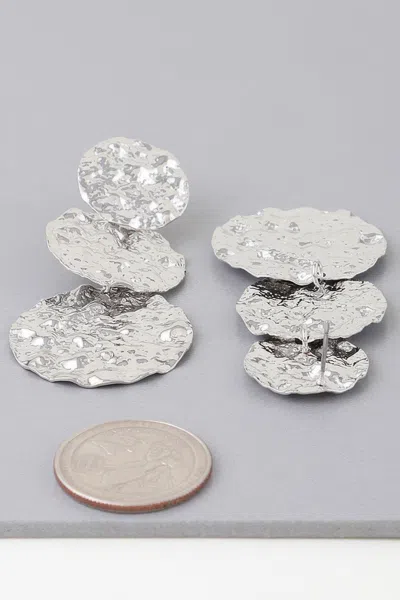 Fashnzfab Triple Hammered Disc Earrings In Silver