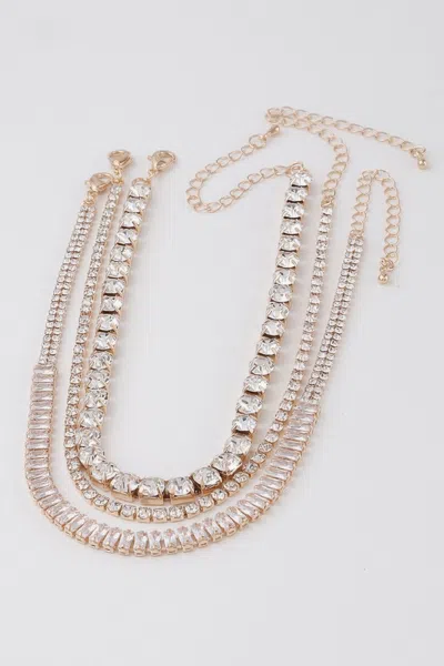 Fashnzfab Triple Jewel Choker Necklace In Multi