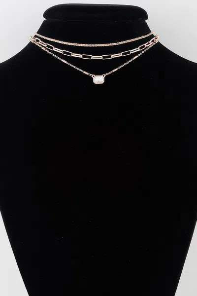 Fashnzfab Triple Jeweled Choker Necklace In Gold