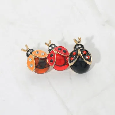 Fashnzfab Triple Ladybug Pin Brooch In Multi