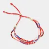 Fashnzfab Triple Layered Beaded Adjustable Pull Tie Bracelet Red In Red