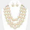 Fashnzfab Triple Layered Chunky Pearl Necklace In Multi