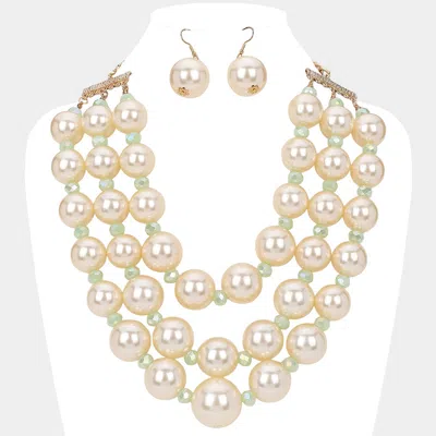Fashnzfab Triple Layered Chunky Pearl Necklace In Multi