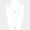 Fashnzfab Triple Layered Crystal Evil Eye Hamsa Hand Pendant Necklace In Gold