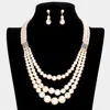 Fashnzfab Triple Layered Pearl Necklace - Cream In White
