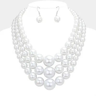Fashnzfab Triple Layered Pearl Strand Necklace In Multi