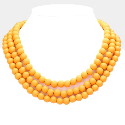 Fashnzfab Triple Layered Wood Necklace In Gold