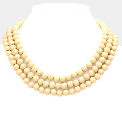 Fashnzfab Triple Layered Wood Necklace In Neutral