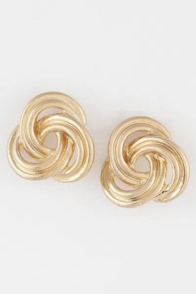Fashnzfab Triple Lined Knot Stud Earrings In Neutral