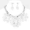 Fashnzfab Triple Lucite Flower Necklace In White