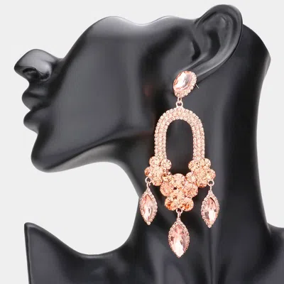 Fashnzfab Triple Marquise Stone Accented Dangle Evening Earrings In Pattern