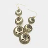 Fashnzfab Triple Metal Flower Disc Link Earrings In Silver