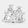 Fashnzfab Triple Metal Snowman Pin Brooch / Pendant In Silver