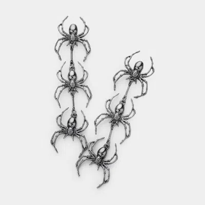 Fashnzfab Triple Metal Spider Link Dangle Earrings In Blue