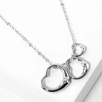 Fashnzfab Triple Open Heart Pendant Necklace In Metallic