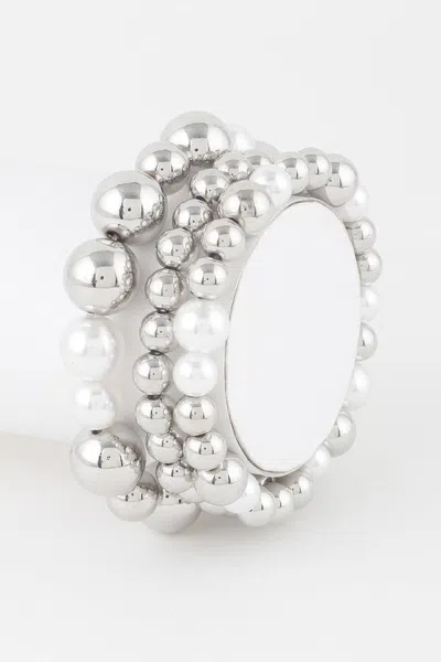Fashnzfab Triple Pearl Beaded Bracelet In Multi