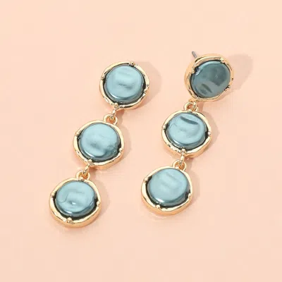 Fashnzfab Triple Pearl Cluster Drop Earrings In Green