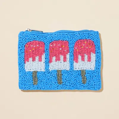 Fashnzfab Triple Popsicle Seed Beaded Mini Pouch Bag In Multi