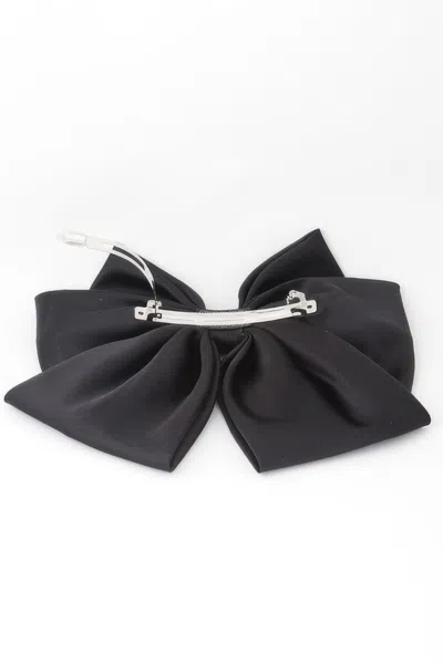 Fashnzfab Triple Ribbon Hair Clip In Black