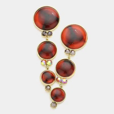 Fashnzfab Triple Round Bead Earrings In Red