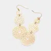 Fashnzfab Triple Round Brass Metal Filigree Link Dropdown Dangle Earrings - Gold In Gold