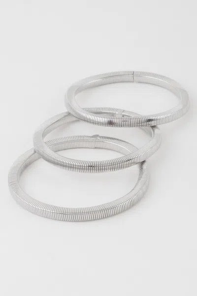 Fashnzfab Triple Snake Chain Bracelet In Silver
