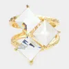 Fashnzfab Triple Square Stone Hinged Bracelet Gold In Gold