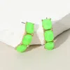 Fashnzfab Triple Stone Cluster Earrings - Green, Neon In Multi