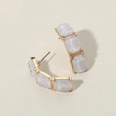 Fashnzfab Triple Stone Cluster Earrings In Gray