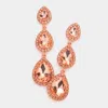 Fashnzfab Triple Teardrop Stone Drop Down Evening Earrings In Gold