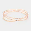 Fashnzfab Triple Textured Metal Bangle Bracelet Rose Gold In Multi