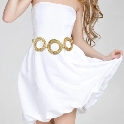 Fashnzfab Triple Textured Metal Ring Link Chain Waist Belt In Gold